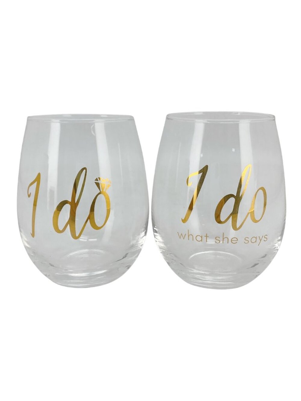 Harman | Wine Glass Set | 2 Pack | 12oz | Stemless | I Do & I Do What She Says